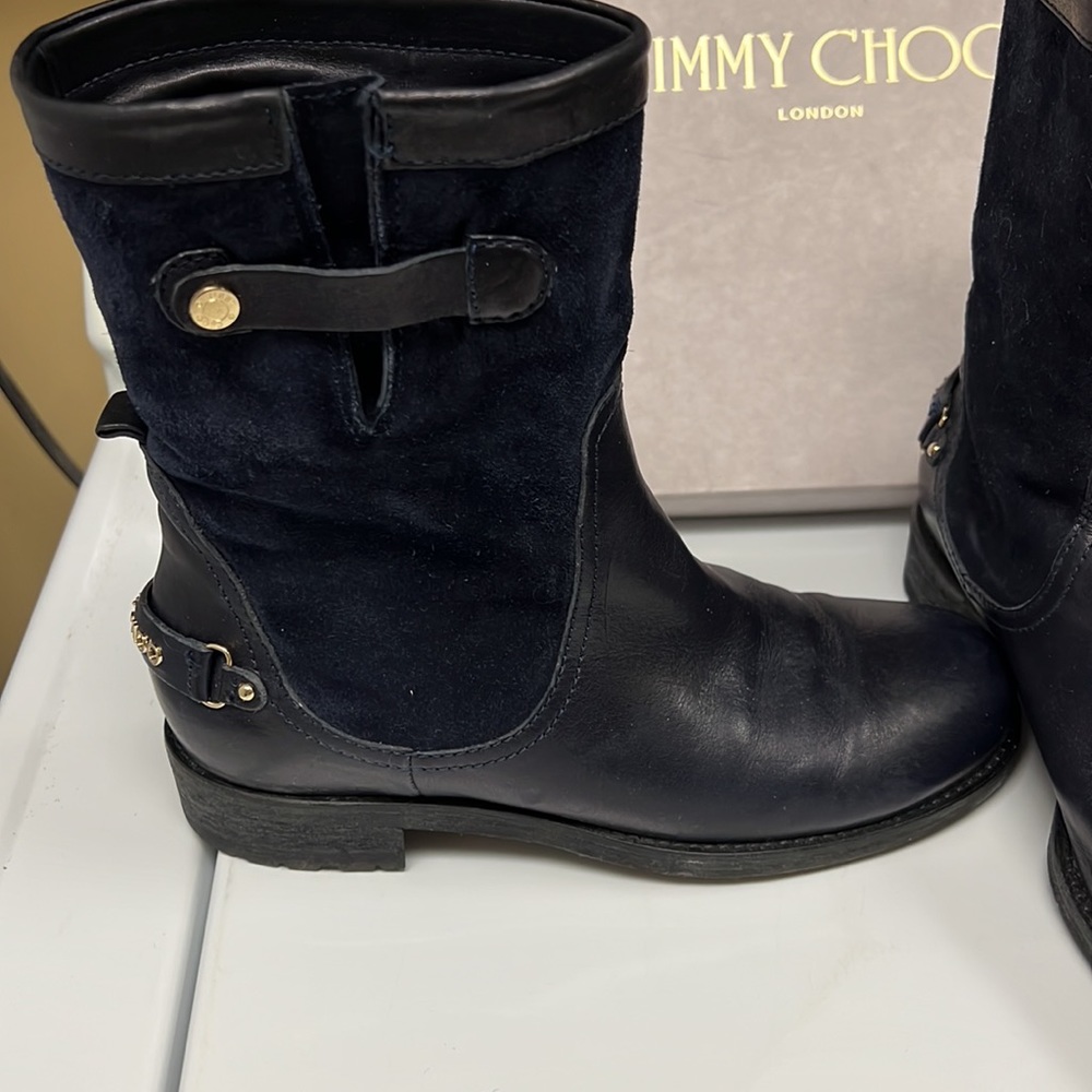 Jimmy Choo soft grainy calf blue ink color size 37, like new